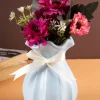 Vase with Bow, Floral Mouth, Turquoise, Ceramic