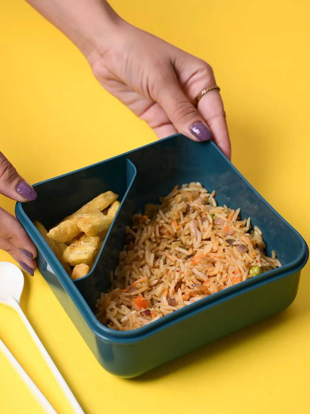 Vibrant Red Lunch Set: 1 Spoon, 1 Fork & 1 Box