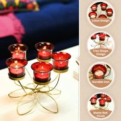 VON CASA 5 Votive Tea Light Candle Holder With Metal Stand