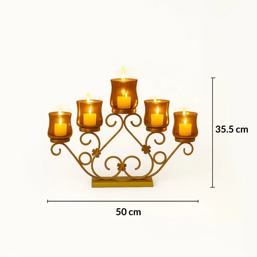 VON CASA 5 Votive T-Light Holder – Golden Vintage Mercury Glass