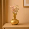 VON CASA Big Golden Surahi Flower Vase – (21 CM)