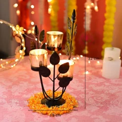 VON CASA Black 3 Votive Tree Tealight Holder