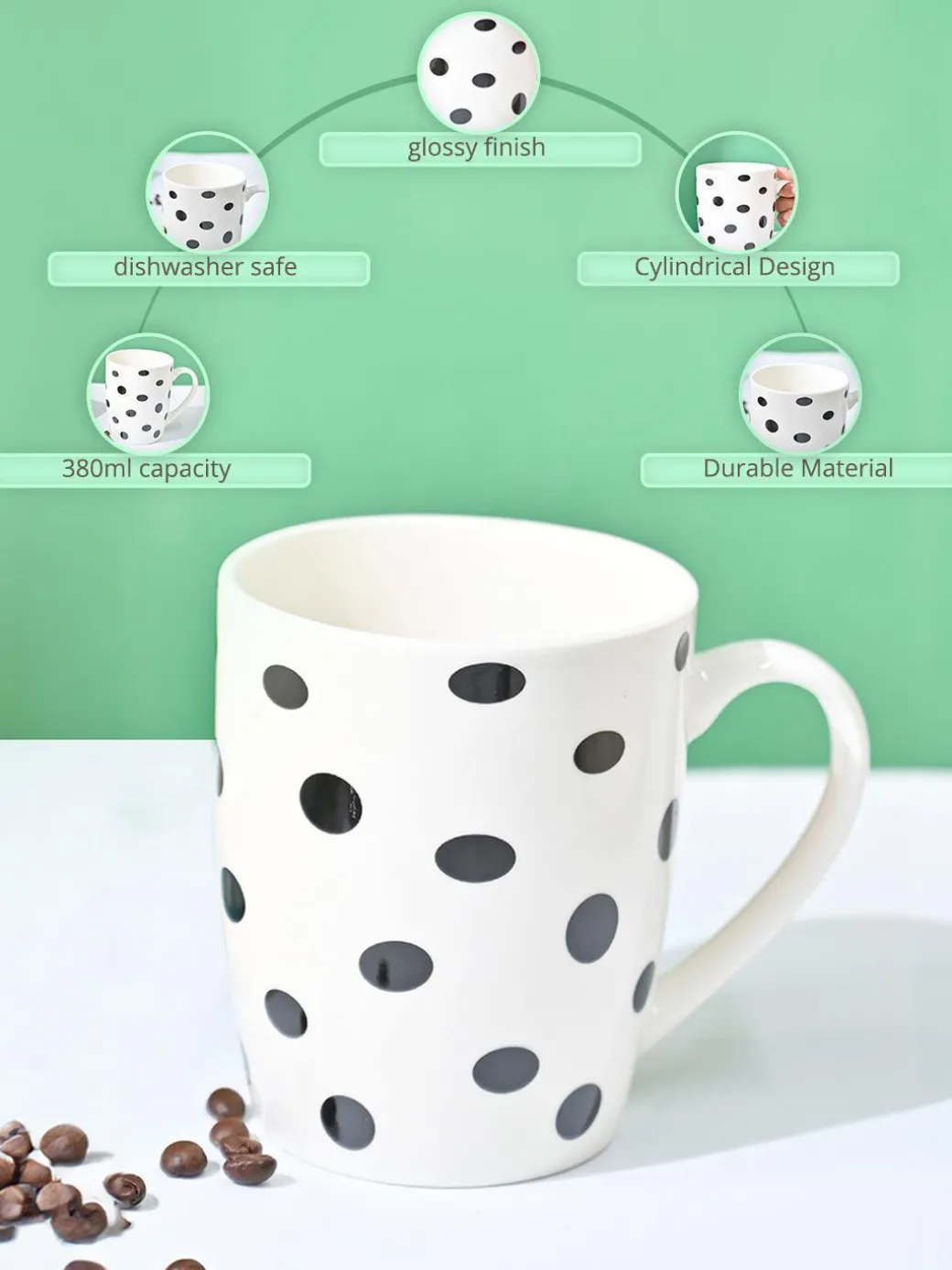 VON CASA Black & White Mug - 380Ml