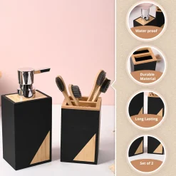VON CASA Black Bathroom Set of 2