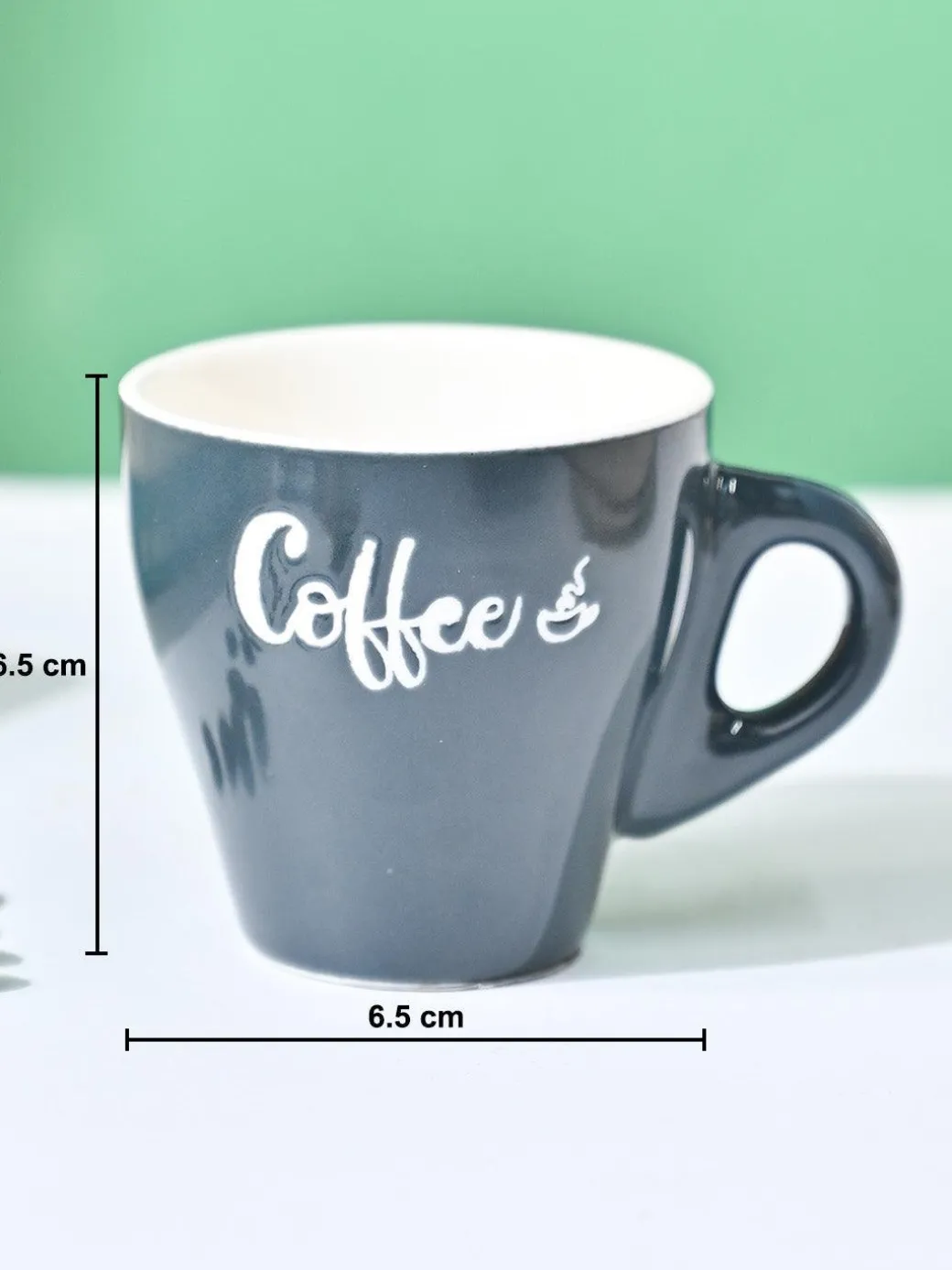 VON CASA Black Coffee Mug - Set Of 2, 90Ml Each
