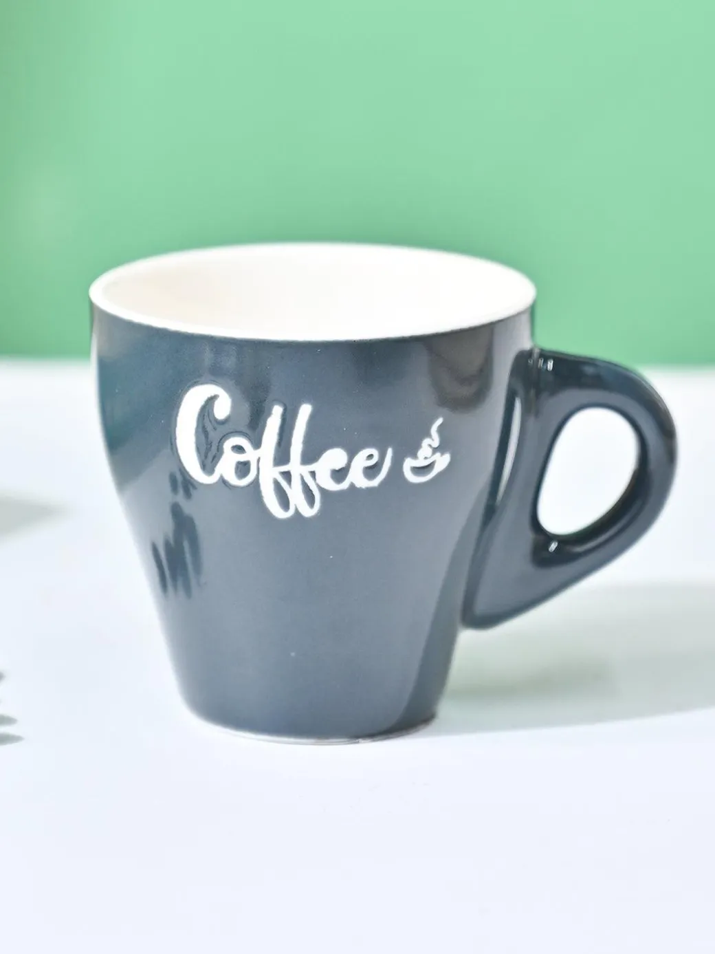 VON CASA Black Coffee Mug - Set Of 2, 90Ml Each