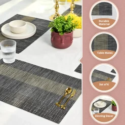 VON CASA Black Placemat Set Of 6