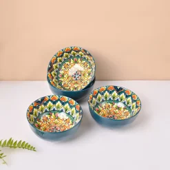 VON CASA Blue Ceramic Bowl Set Of 4