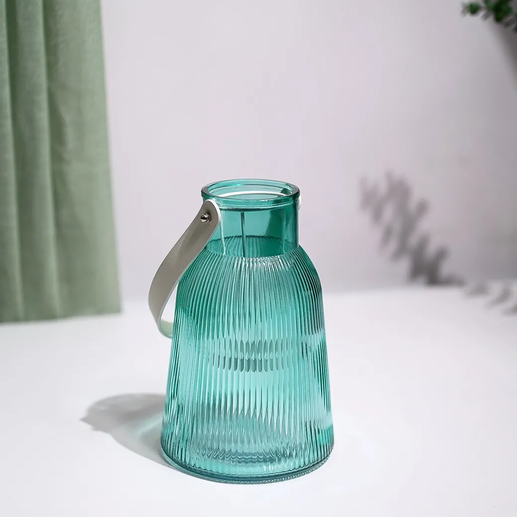 VON CASA Blue Cylindrical Glass T-Light Holder