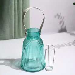 VON CASA Blue Cylindrical Glass T-Light Holder