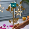 VON CASA Blue Leaf Shape T-Light Holder