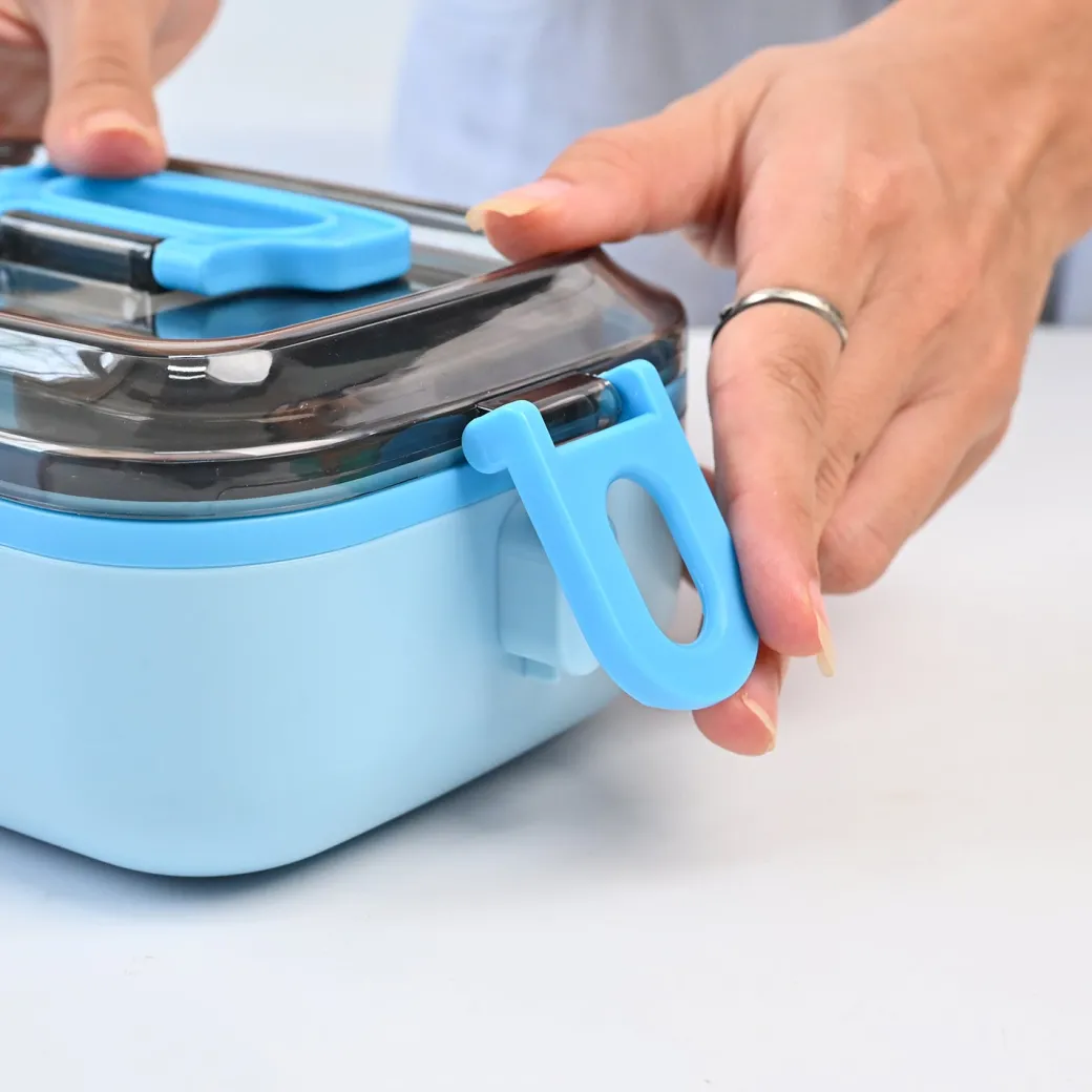 VON CASA Blue Plastic Lunch Box with Spoon
