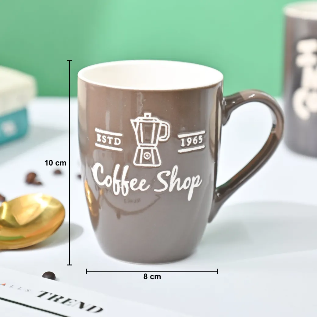 VON CASA Brown Mug (Coffee Shop) - 340Ml