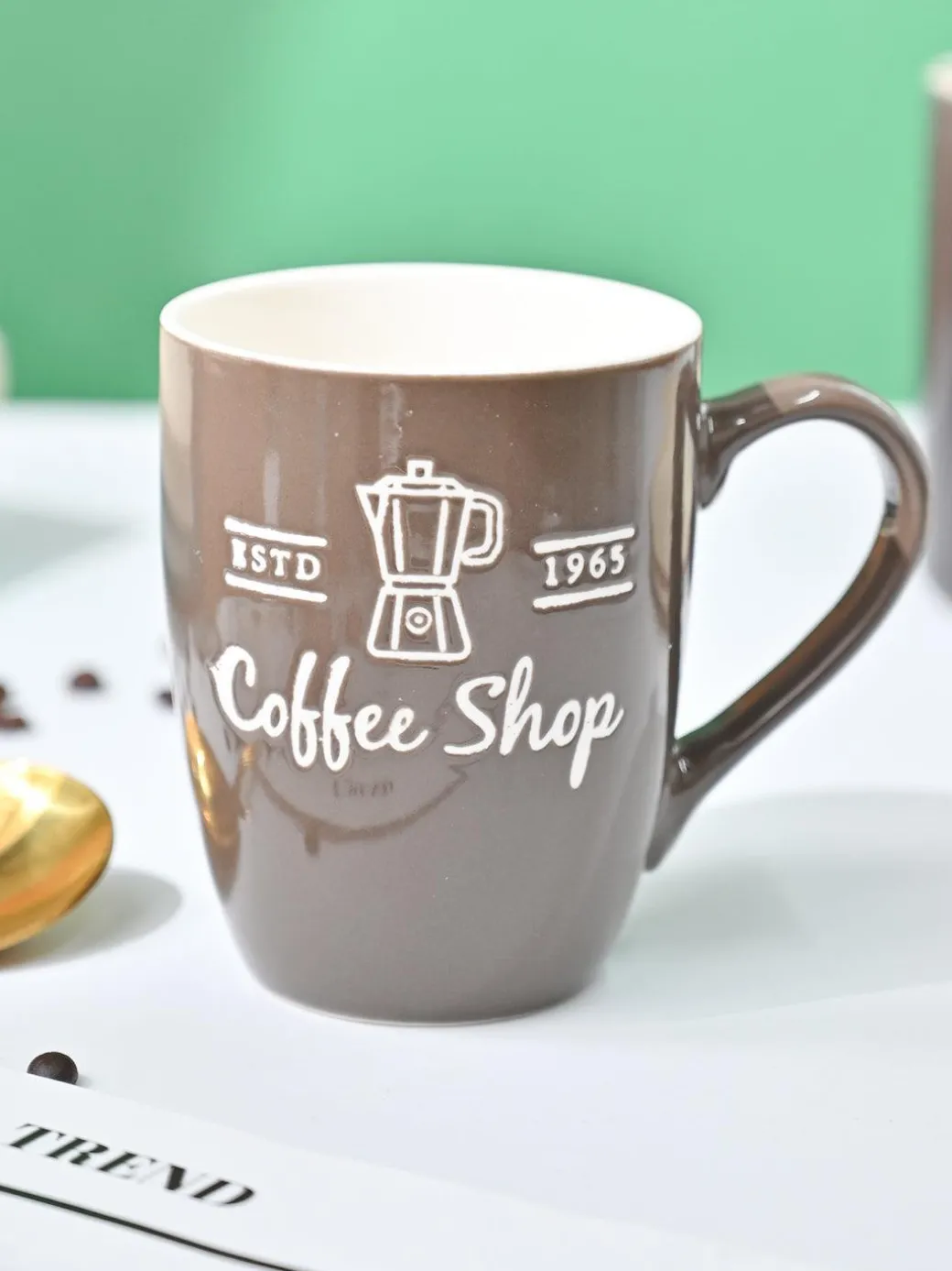 VON CASA Brown Mug (Coffee Shop) - 340Ml