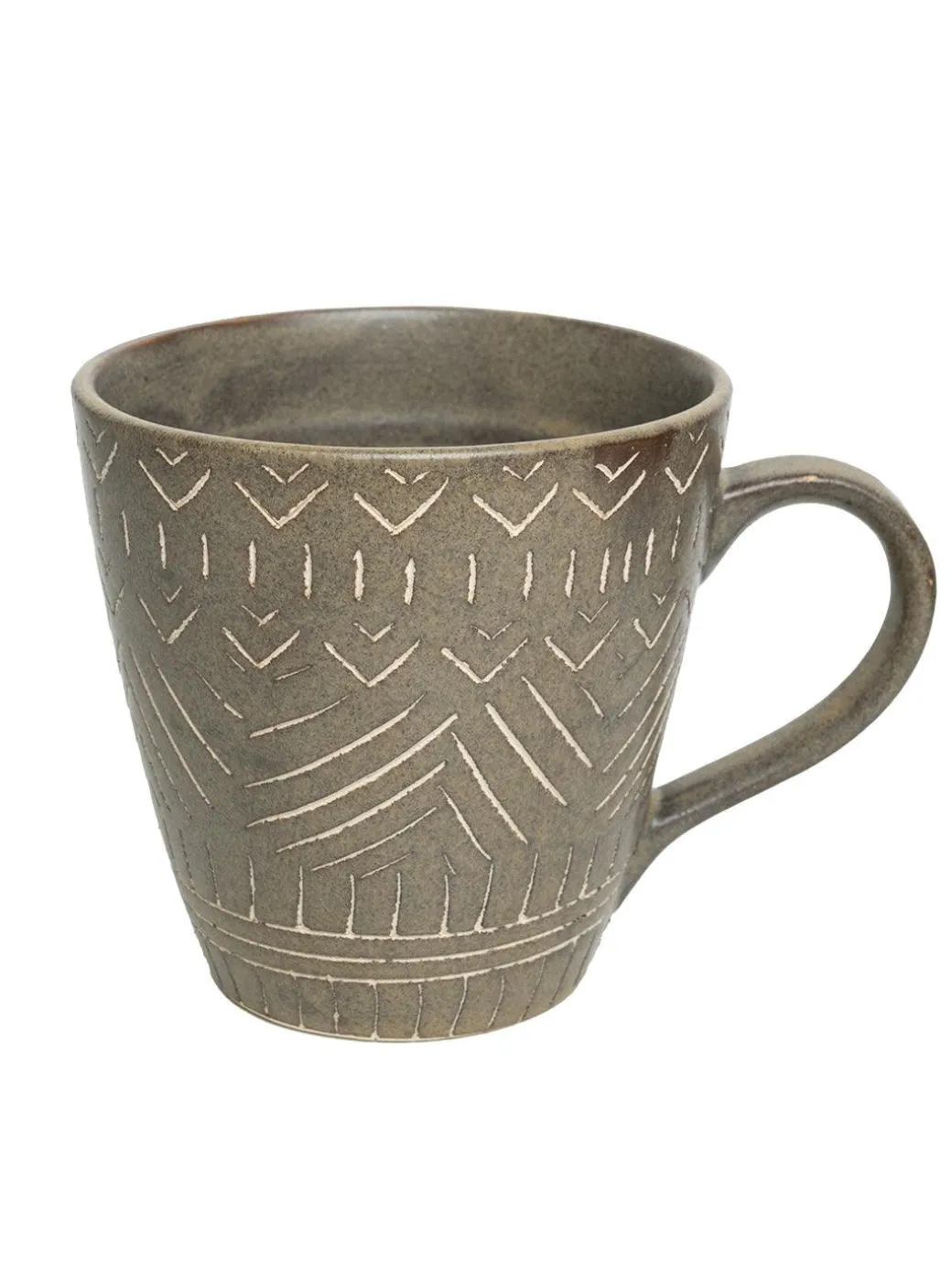 VON CASA Ceramic Coffee Mug - 320 Ml, Brown & Engrabed