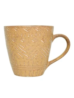 VON CASA Ceramic Coffee Mug - 320 Ml, Beige & Engrabed