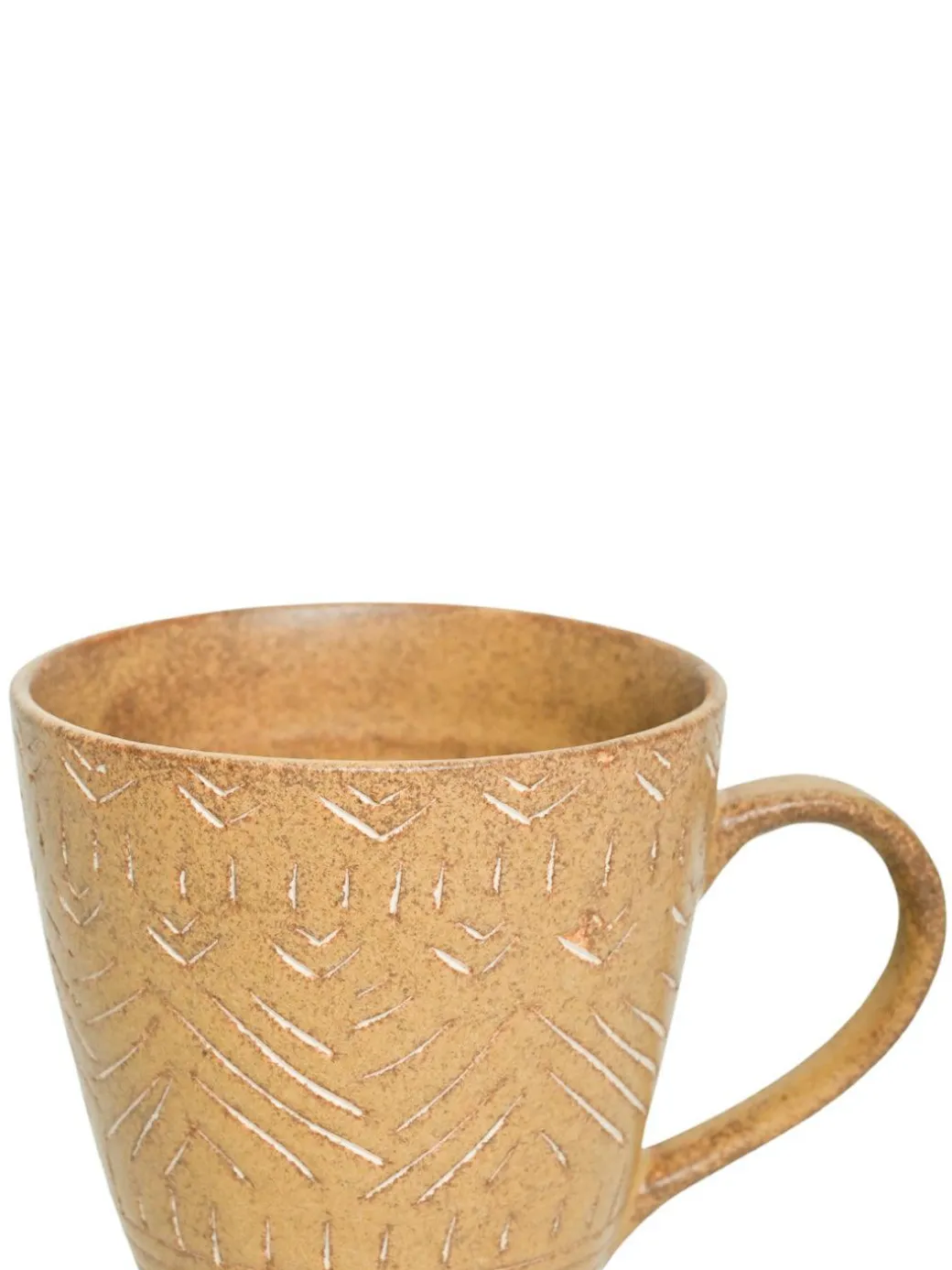 VON CASA Ceramic Coffee Mug - 320 Ml, Beige & Engrabed