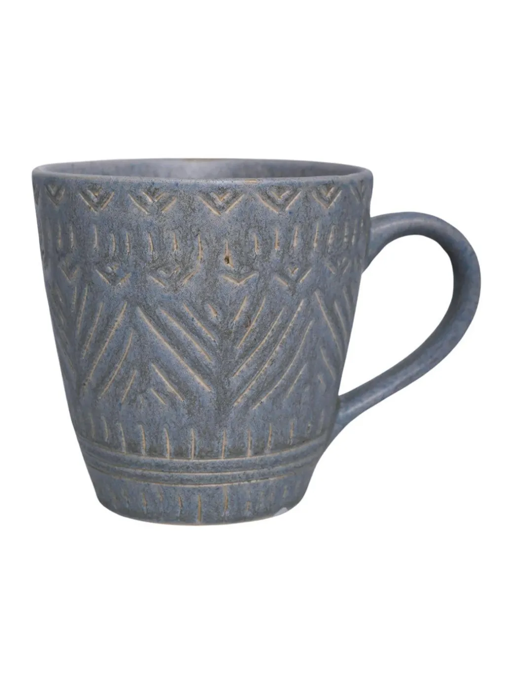 VON CASA Ceramic Coffee Mug - 320 Ml, Light Blue & Engrabed