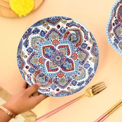 VON CASA Ceramic Mandala Light Blue Round Platter
