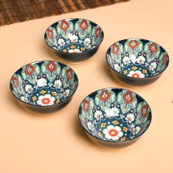 VON CASA Ceramic Mandala Navy Blue Bowl Set Of 4