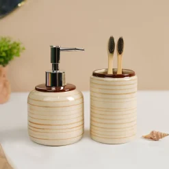 VON CASA Fine-Lined Ceramic Bathroom Set (Set Of 2)