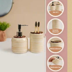 VON CASA Fine-Lined Ceramic Bathroom Set (Set Of 2)