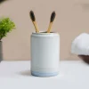 VON CASA Fine-Lined Ceramic Tooth Brush Holder (White)
