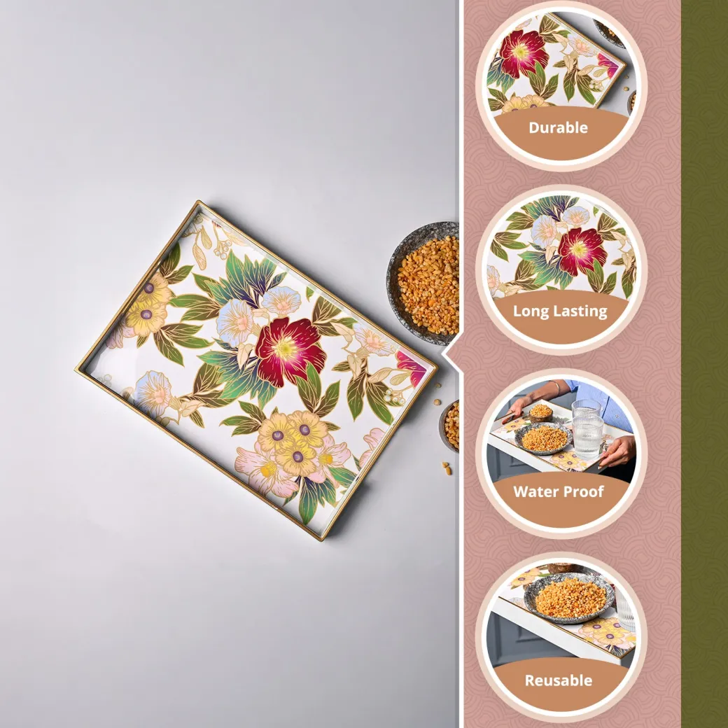 VON CASA Floral Design Large Decorative Serving Tray