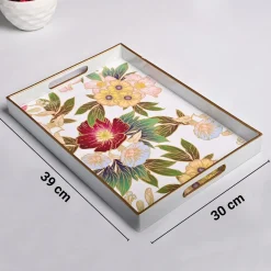 VON CASA Floral Design Large Decorative Serving Tray