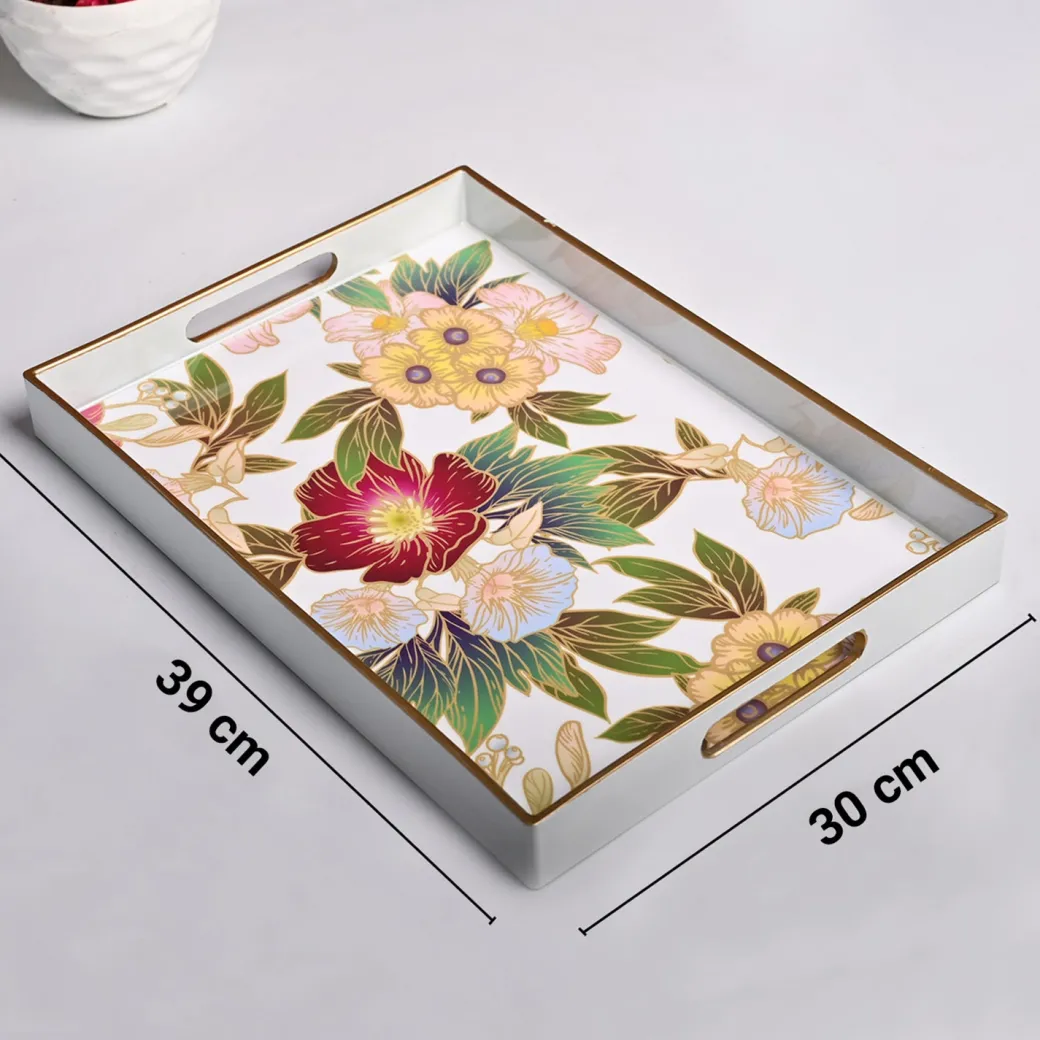 VON CASA Floral Design Large Decorative Serving Tray