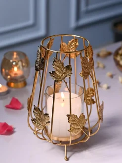 VON CASA Glass Votive Holder with Metal Basket