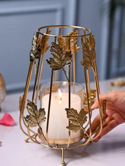 VON CASA Glass Votive Holder with Metal Basket
