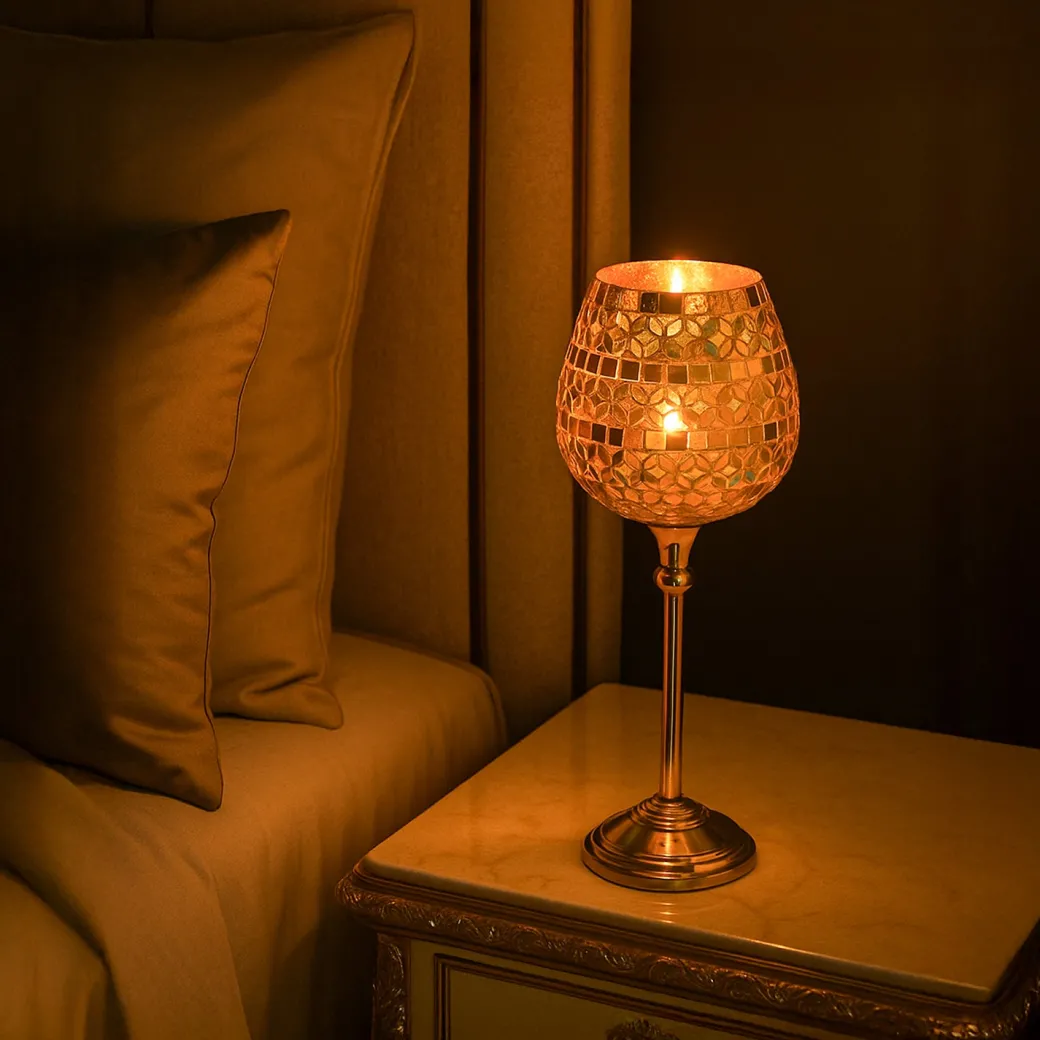 VON CASA Goblet T-Light Holder (Small) – Golden Mosaic Charm
