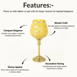 VON CASA Goblet T-Light Holder (Small) – Silver Mosaic Glow