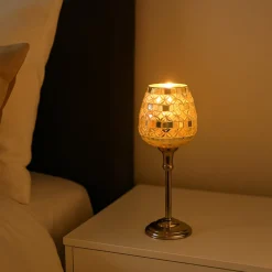 VON CASA Goblet T-Light Holder (Small) – Silver Mosaic Glow