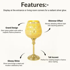 VON CASA Goblet T-Light Holder (Big) – Silver Mosaic Elegance