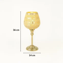 VON CASA Goblet T-Light Holder (Big) – Silver Mosaic Elegance