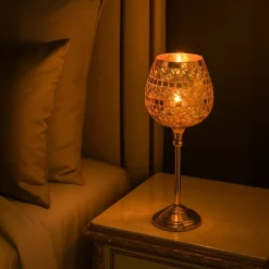 VON CASA Goblet T-Light Holder (Big) – Golden Mosaic Grandeur