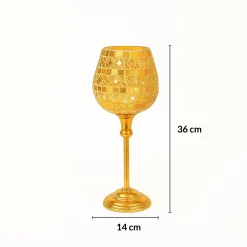 VON CASA Goblet T-Light Holder (Big) – Golden Mosaic Grandeur