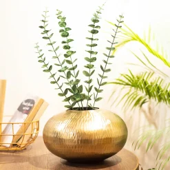 VON CASA Gold Round Flower Vase