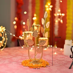 VON CASA Golden 3 Votive Tree Tea Light Holder