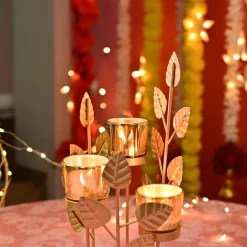 VON CASA Golden 3 Votive Tree Tea Light Holder