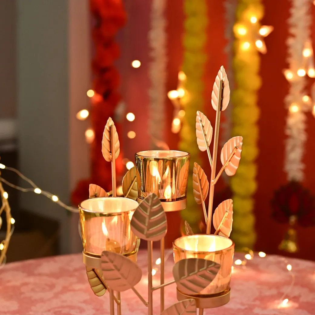 VON CASA Golden 3 Votive Tree Tea Light Holder