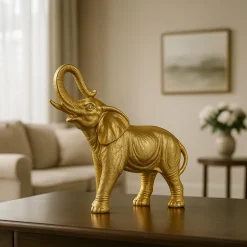 VON CASA Golden Embossed Elephant Figurine