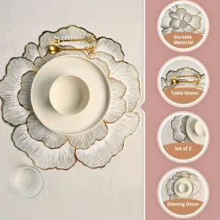 VON CASA Golden Flora Placemat Set Of 2