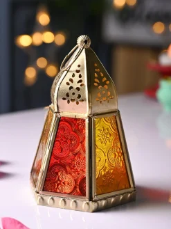 VON CASA Golden Hanging Lantern Frustum Shape