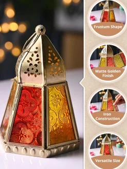 VON CASA Golden Hanging Lantern Frustum Shape