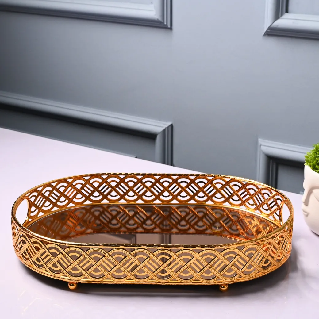 VON CASA Golden Medium Tray - Glossy Finish