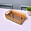 VON CASA Golden Round Medium Tray - Leaf Design