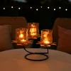 VON CASA Golden 3-Votive T-Lite Holder – Lustre Glass Finish